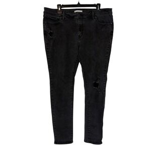 Levi's 711 Skinny Jeans Womens 35 Black Mid Rise Distressed Stretch Denim